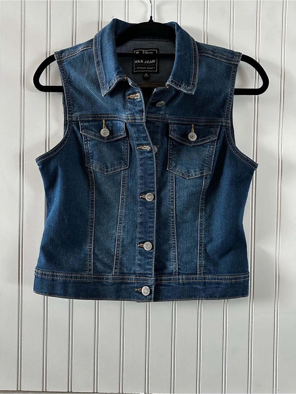 Max Jean Dark Blue Denim Vest, Size Medium